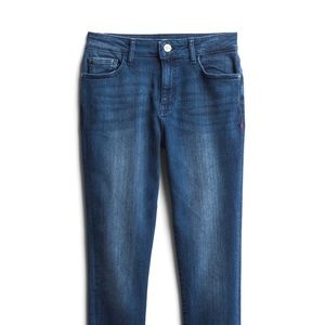 warp + weft angled fray hem skinny jean